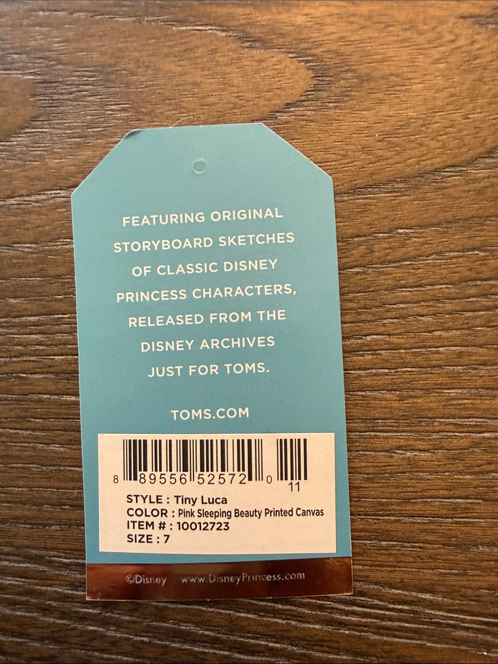 Toms Disney Cinderella 7 Tiny Pink Slip-On Sneakers with Blue Character Print - Picture 2 of 5
